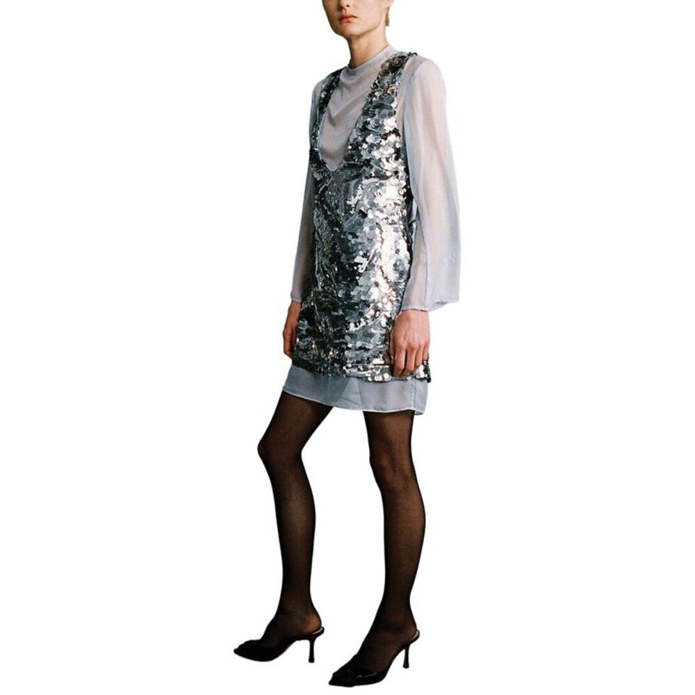 Sabina Musayev Womens Ecliptica Mini Dress, Silver
